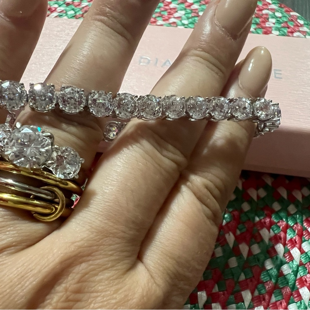 Diamonique Silver Sparkle Bracelet 8”